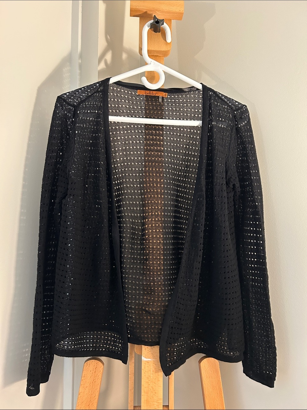 Belldini Black Open-Weave Sheer Cardigan